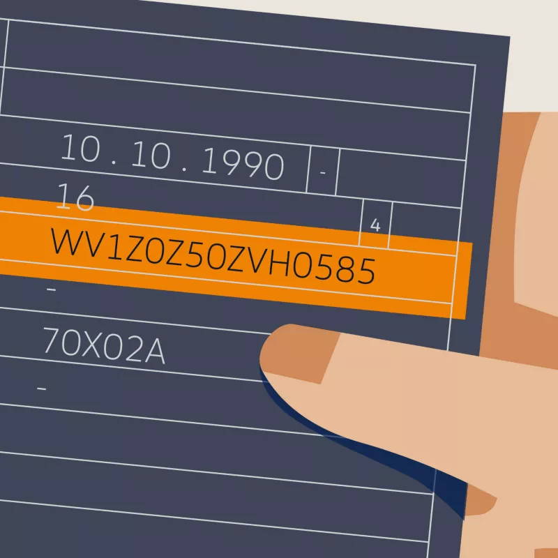 Where to find the VIN on a vehicle registration certificate