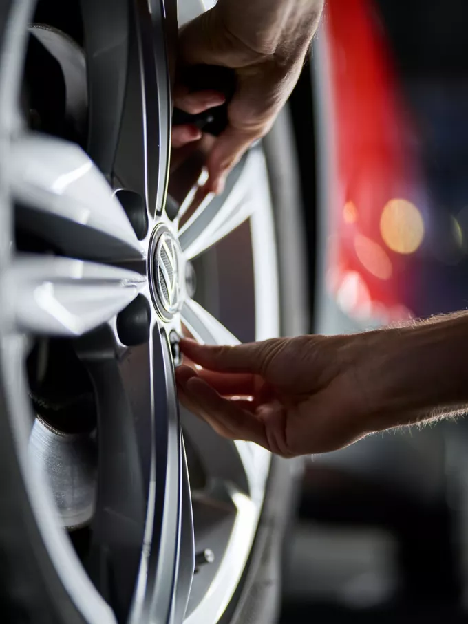 A Volkswagen wheel and tyre
